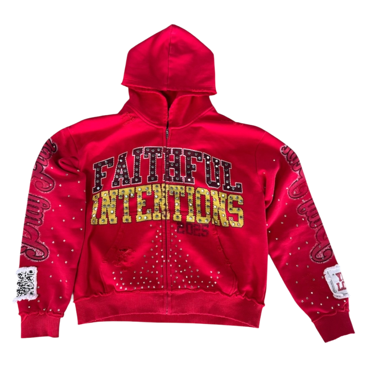 FAITHFUL INTENTIONS RED ZIP-UP HOODIE