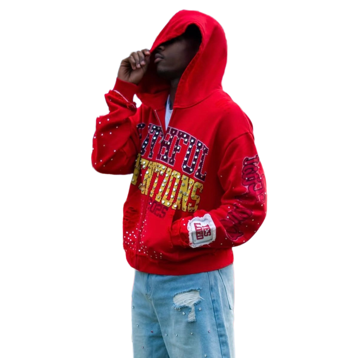 FAITHFUL INTENTIONS RED ZIP-UP HOODIE