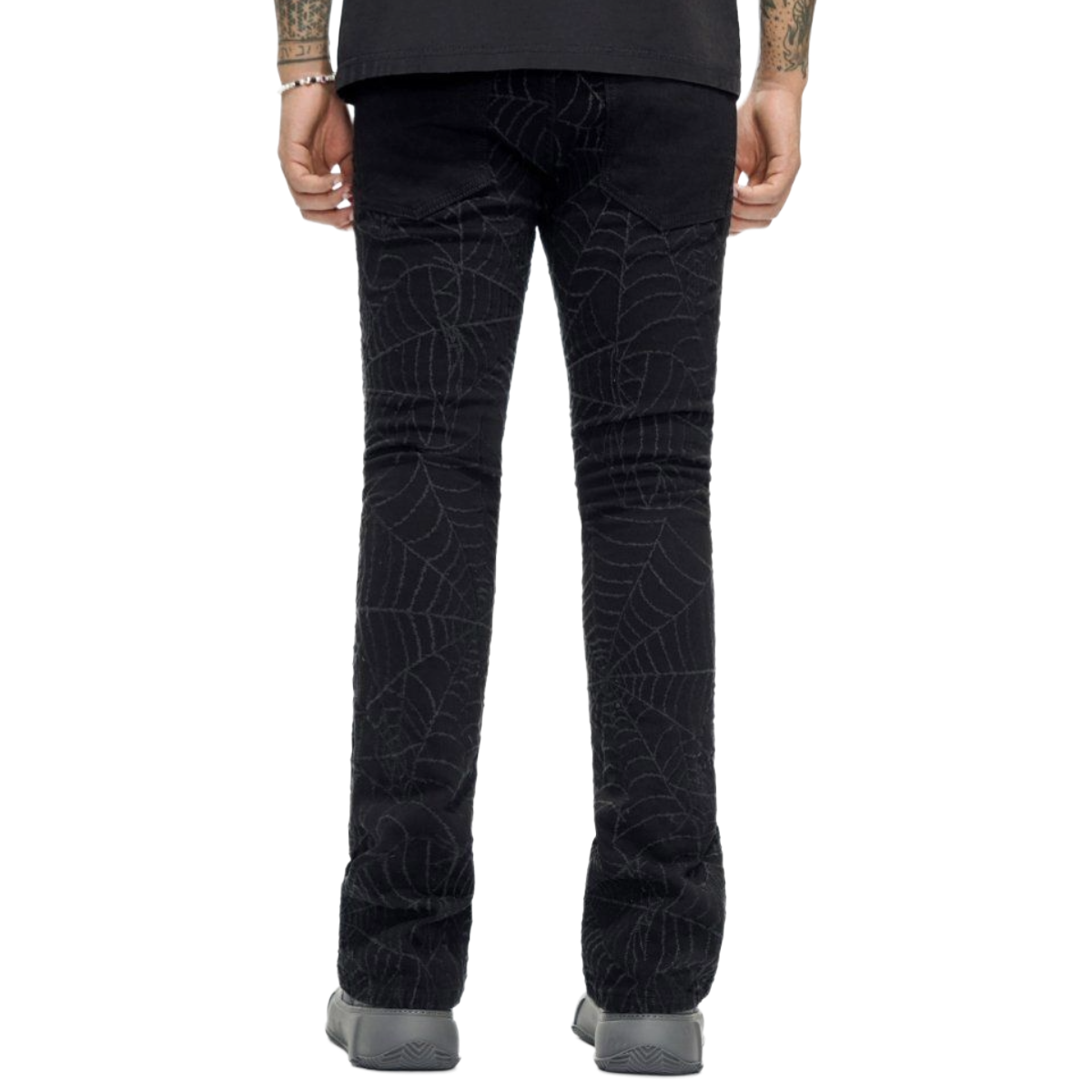 VALABASAS OPERATOR SPIDER BLACK STACKED FLARE JEAN