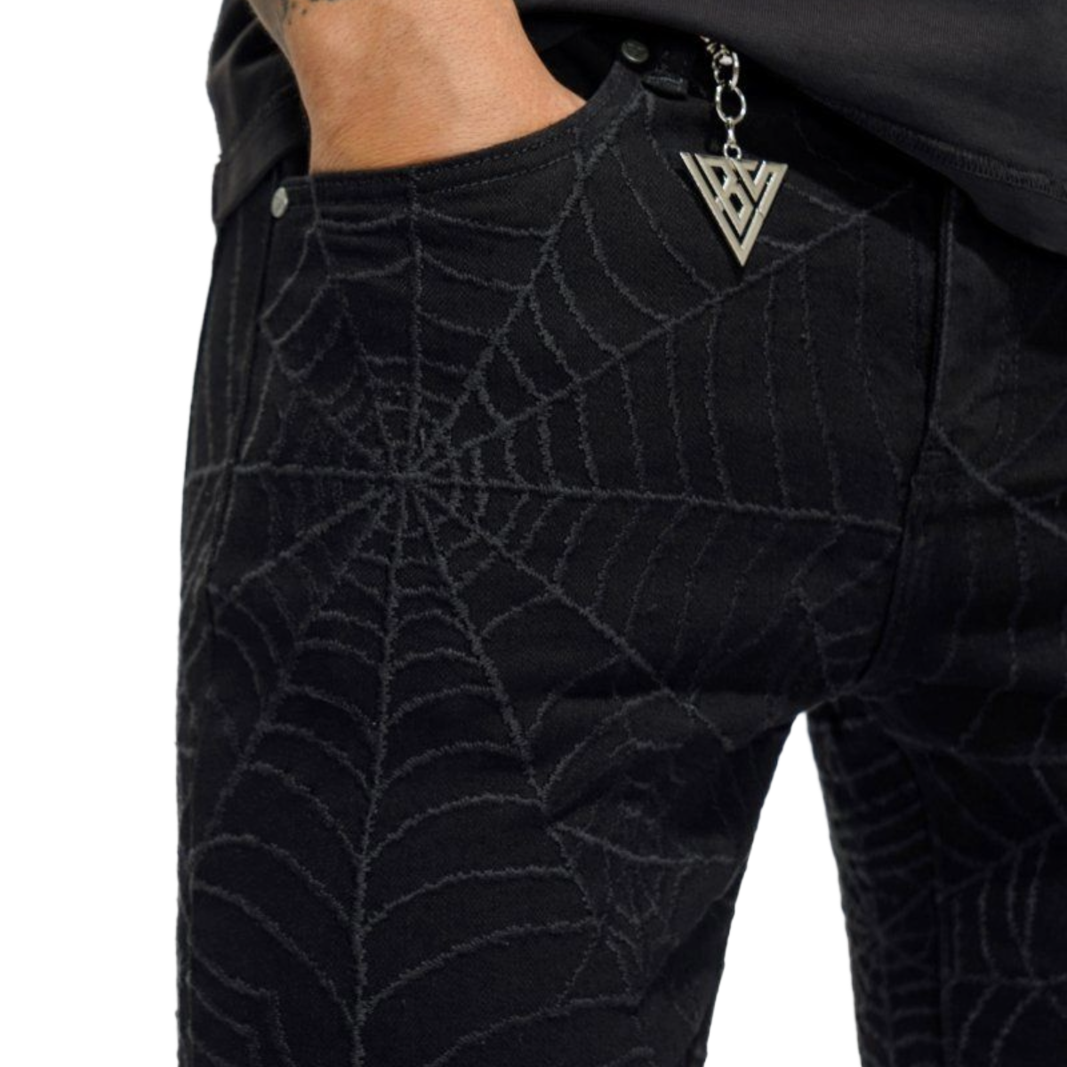 VALABASAS OPERATOR SPIDER BLACK STACKED FLARE JEAN