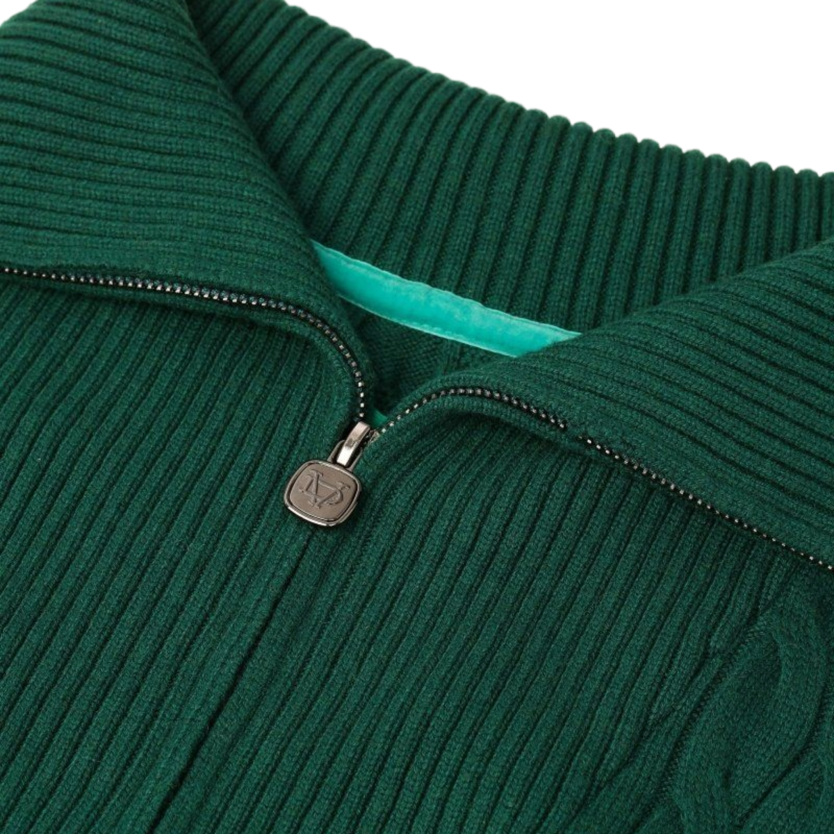 VDL DOMUS CABLE KNIT JACKET - GREEN