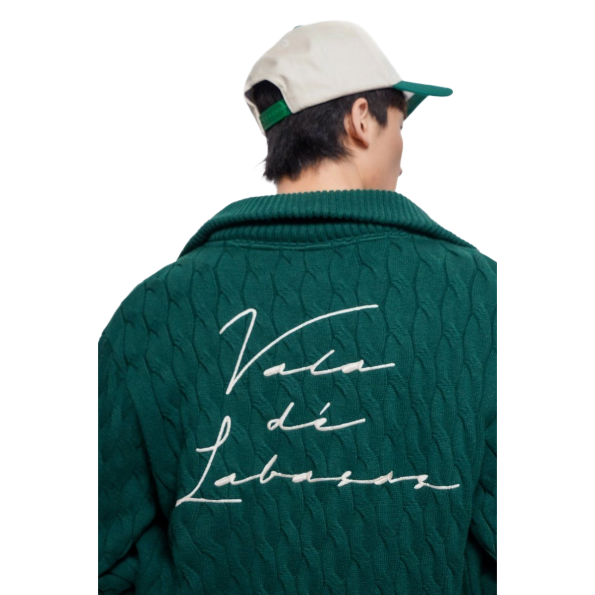 VDL DOMUS CABLE KNIT JACKET - GREEN
