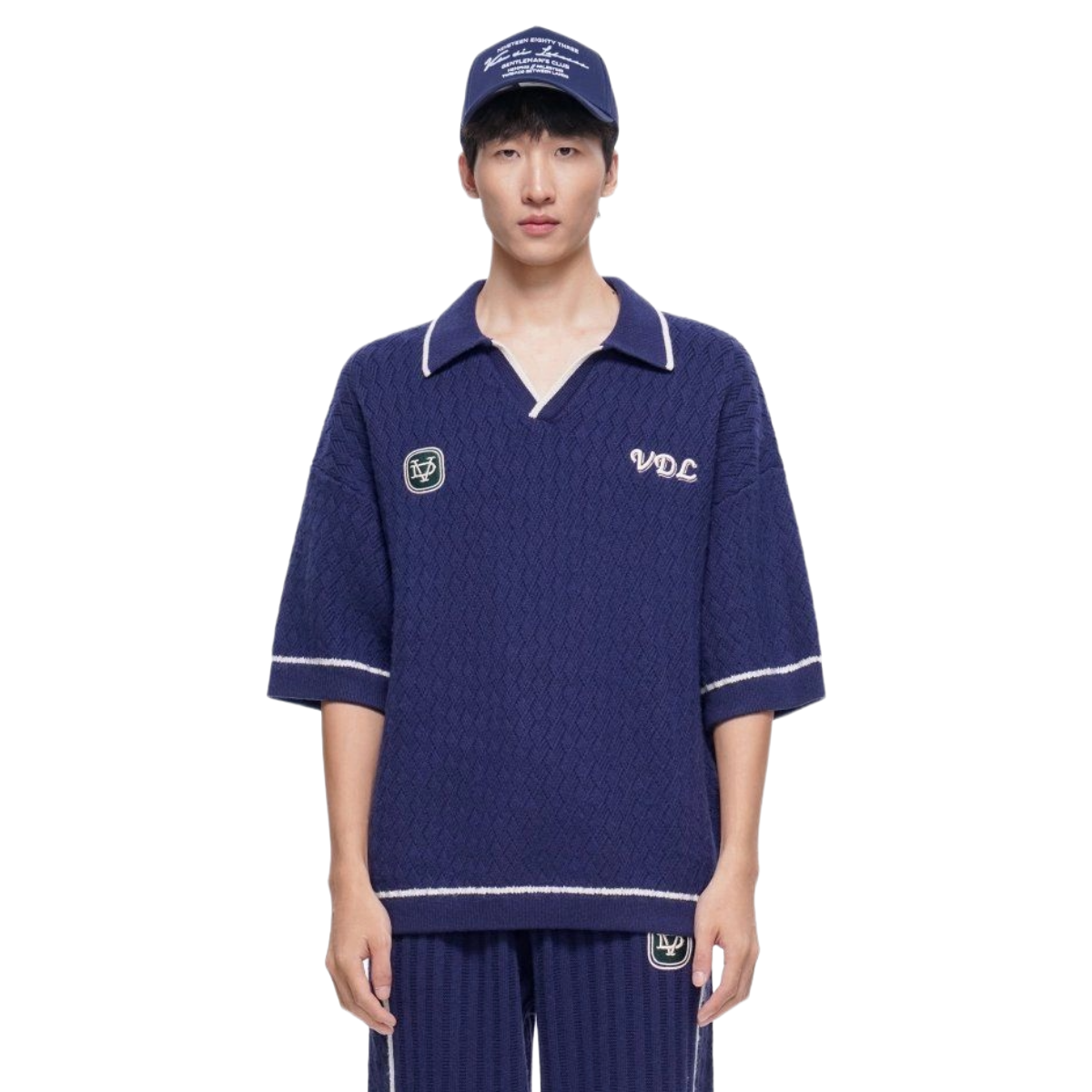 VDL SOLIS KNIT POLO - BLUE (CASHMERE BLEND)