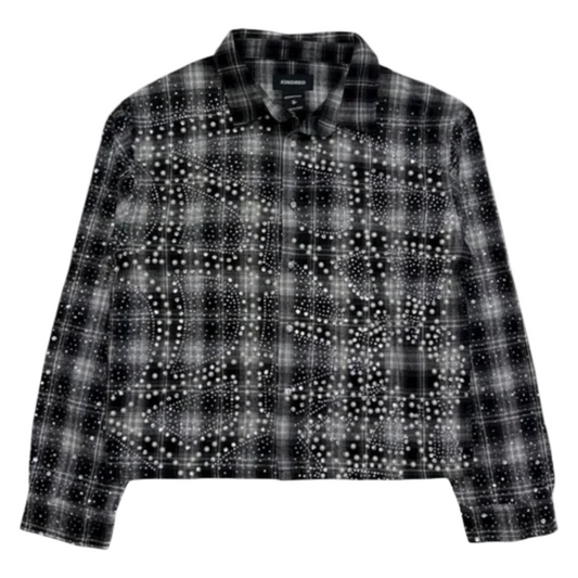 PREMIUM RHINESTONE & PEARL BLACK FLANNEL