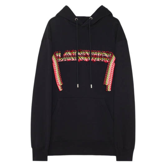LANVIN BLACK CURBLACE OVERSIZED HOODIE