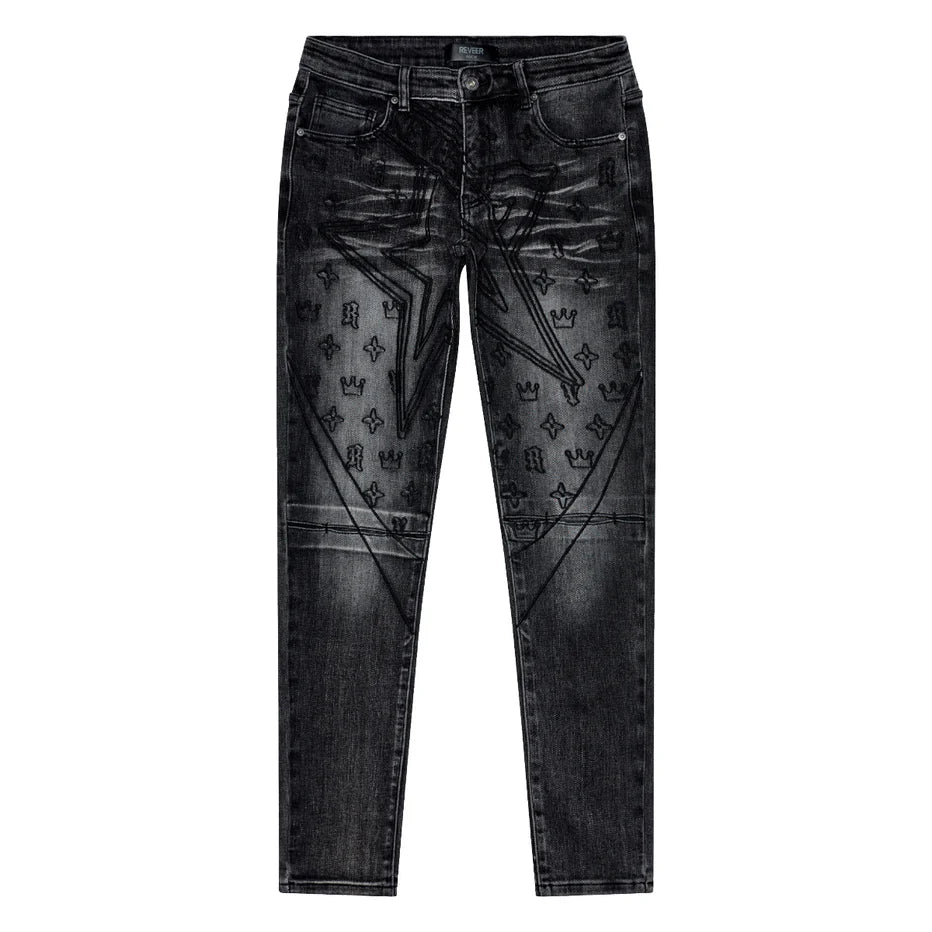 RVR "STAR" BLACK WASH SKINNY DENIM (CO-22)