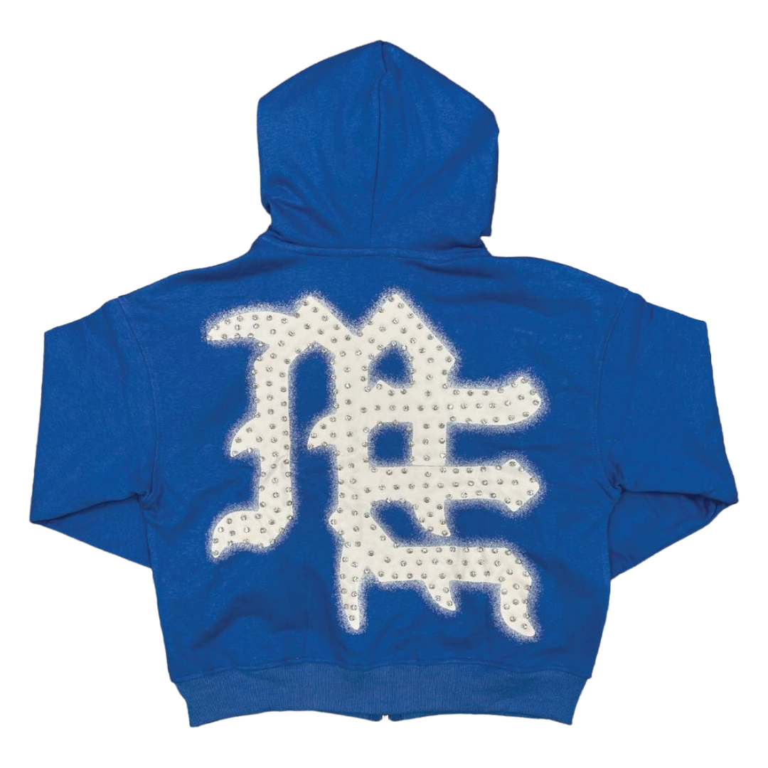 ME BLUE "END" RHINESTONE HOODIE