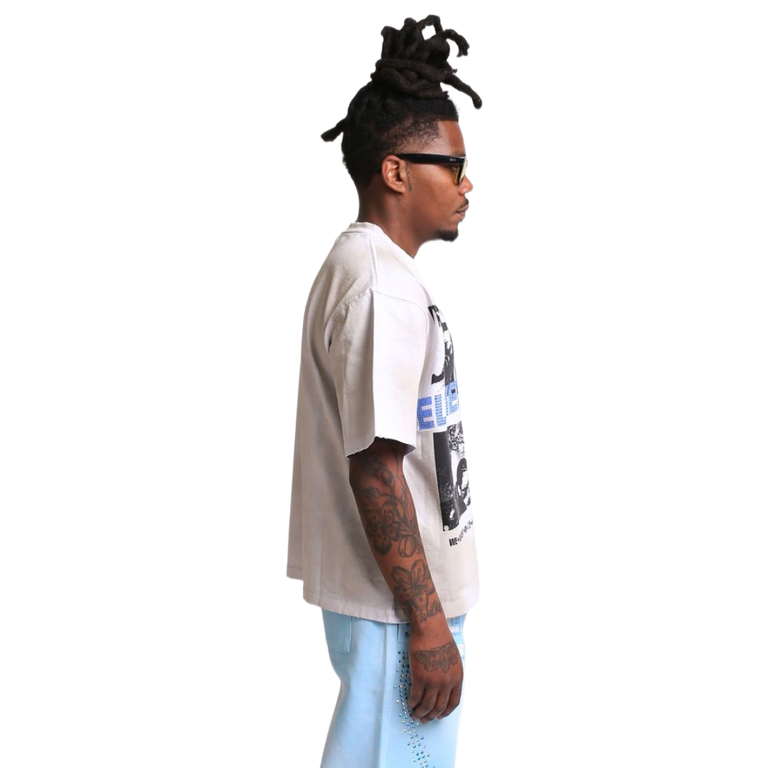 EOA 'COLLAGE' TEE - WHT/BLU
