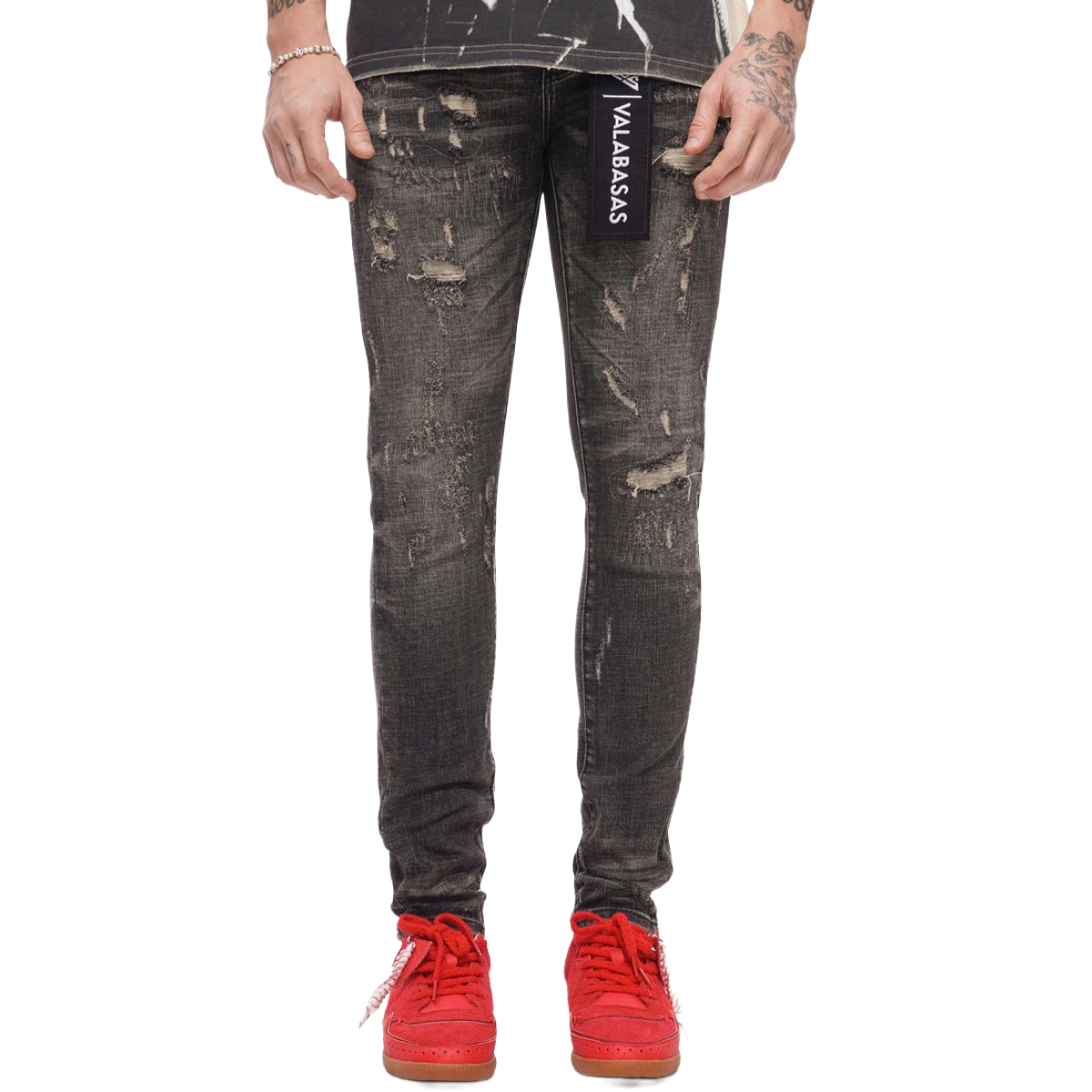 VALABASAS "COLLAGE" SKINNY DENIM (GREY VINTAGE WASH)