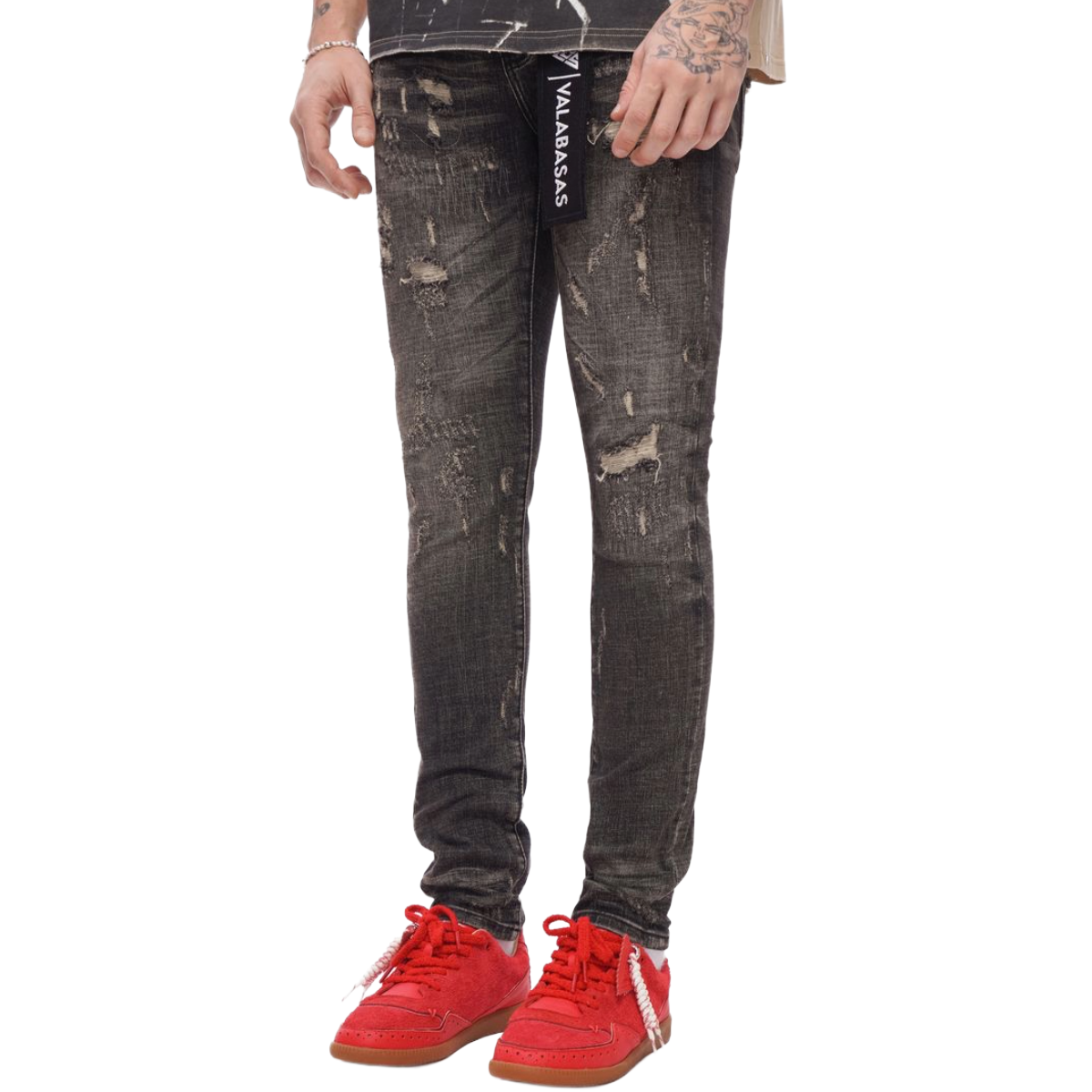VALABASAS "COLLAGE" SKINNY DENIM (GREY VINTAGE WASH)