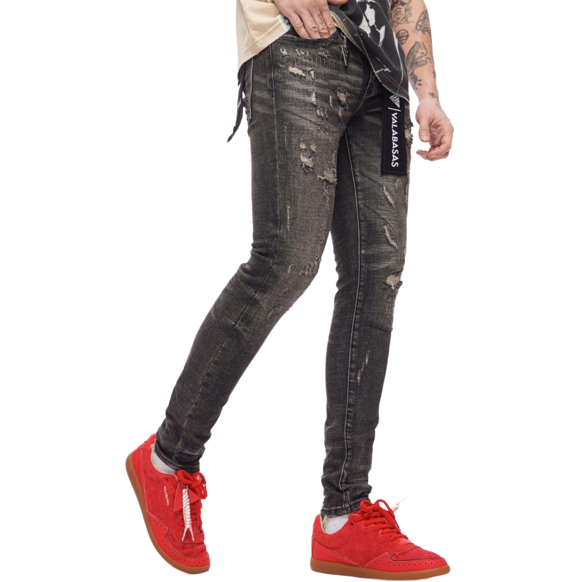 VALABASAS "COLLAGE" SKINNY DENIM (GREY VINTAGE WASH)