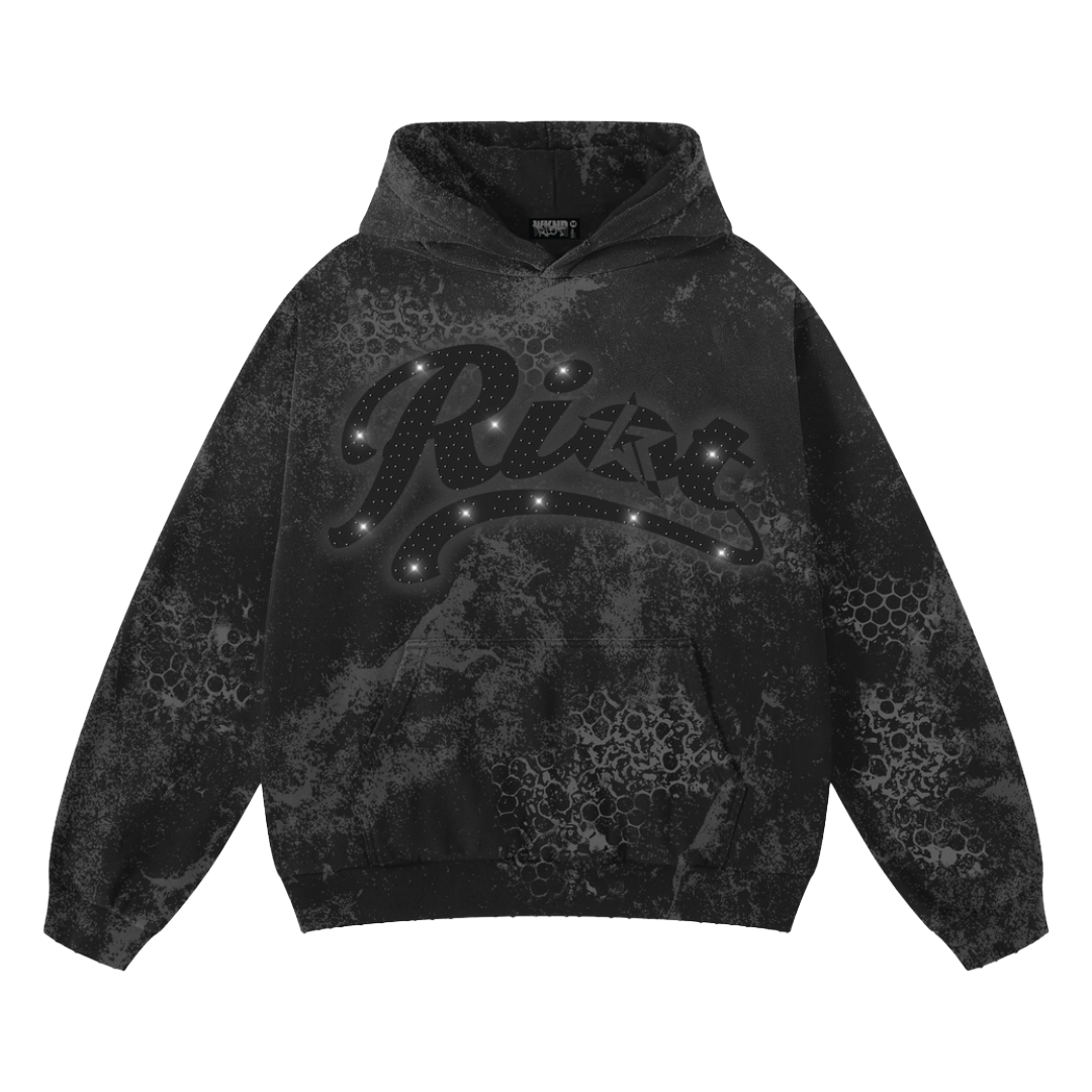 WKNDRIOT SCALES HOODIE W/ BLK RHINESTONES
