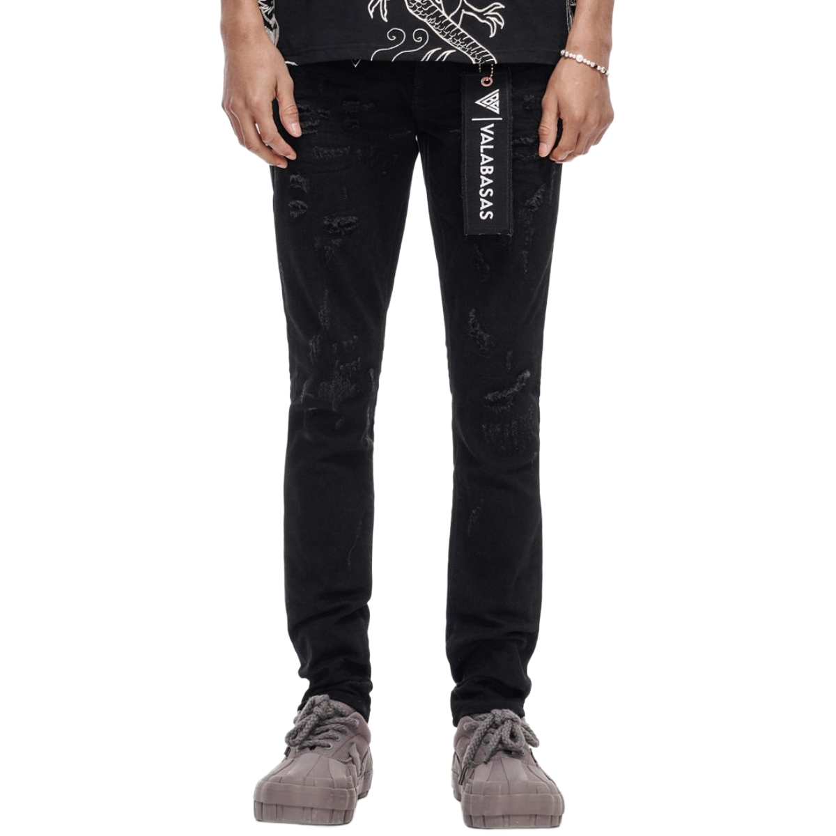 VALABASAS "COLLAGE" SKINNY DENIM (BLACK)