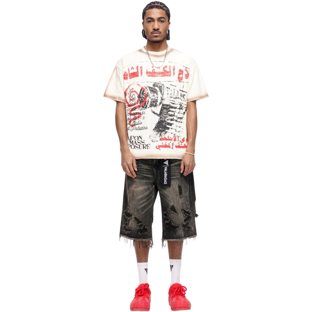 VALABASAS "SNAPPED" BAGGY DENIM SHORTS (GREY WASH)