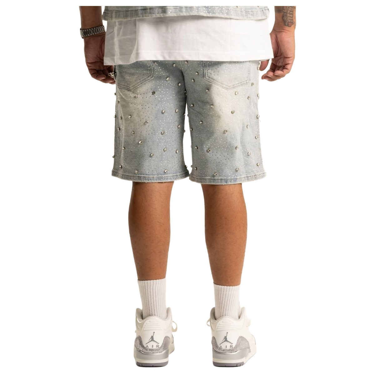 RVR 'EMBELLISHED' BLUE DENIM SHORTS