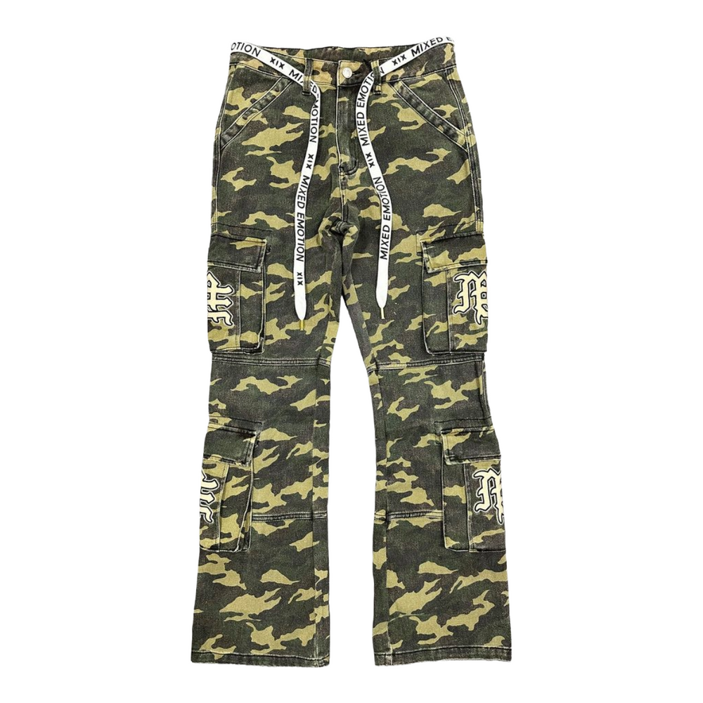 MIXED EMOTION CAMO CARGO PANTS