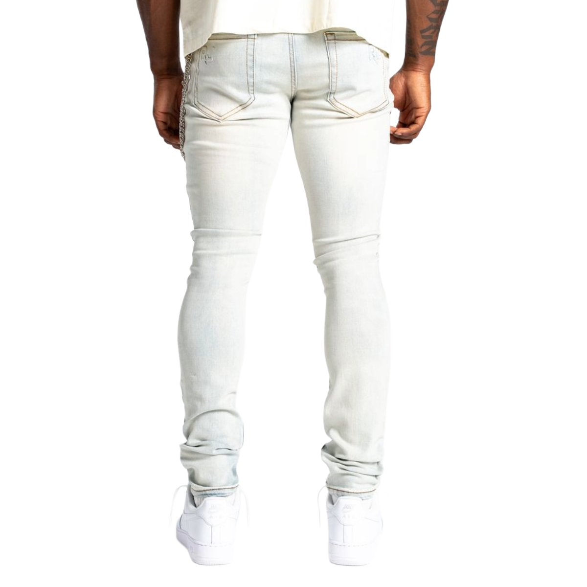 RELAPSE 'LIVE FAST' SKINNY DENIM - BLUE/RED
