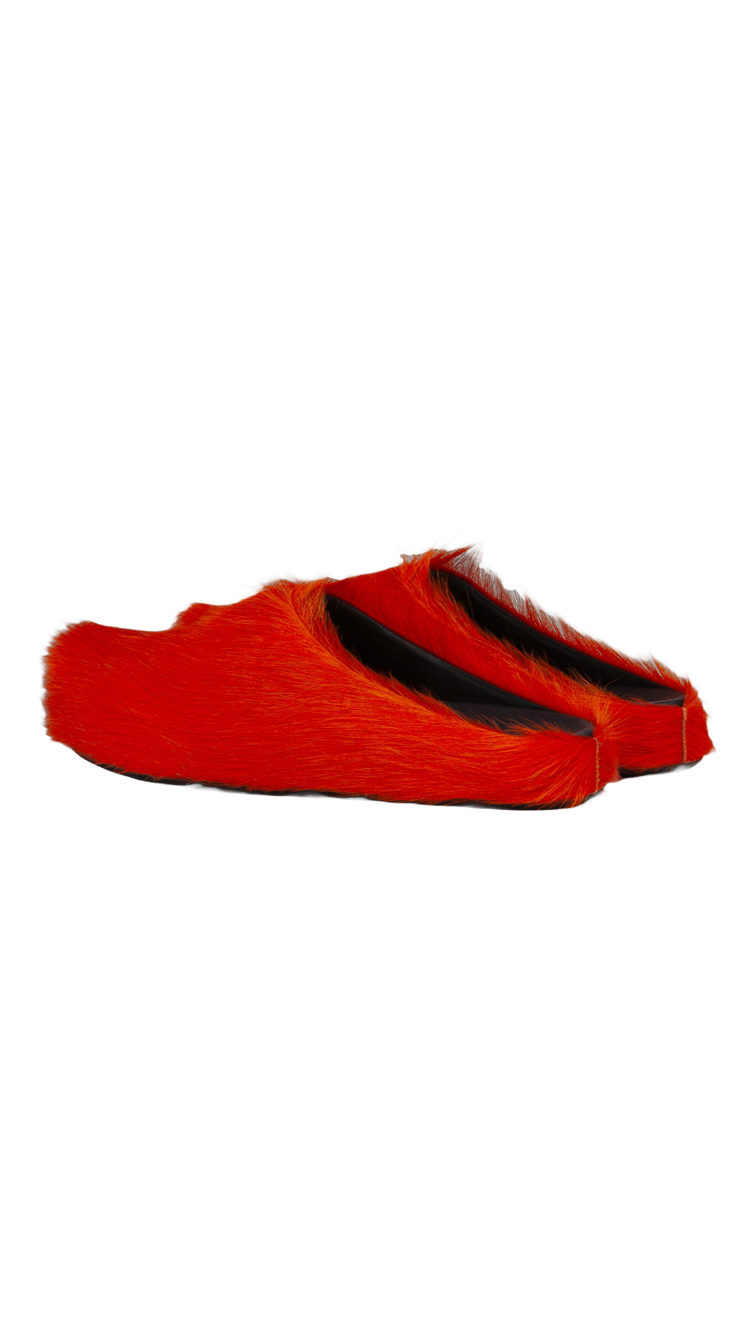 MARNI ORANGE LONG HAIR CALFSKIN FUSSBETT SABOT