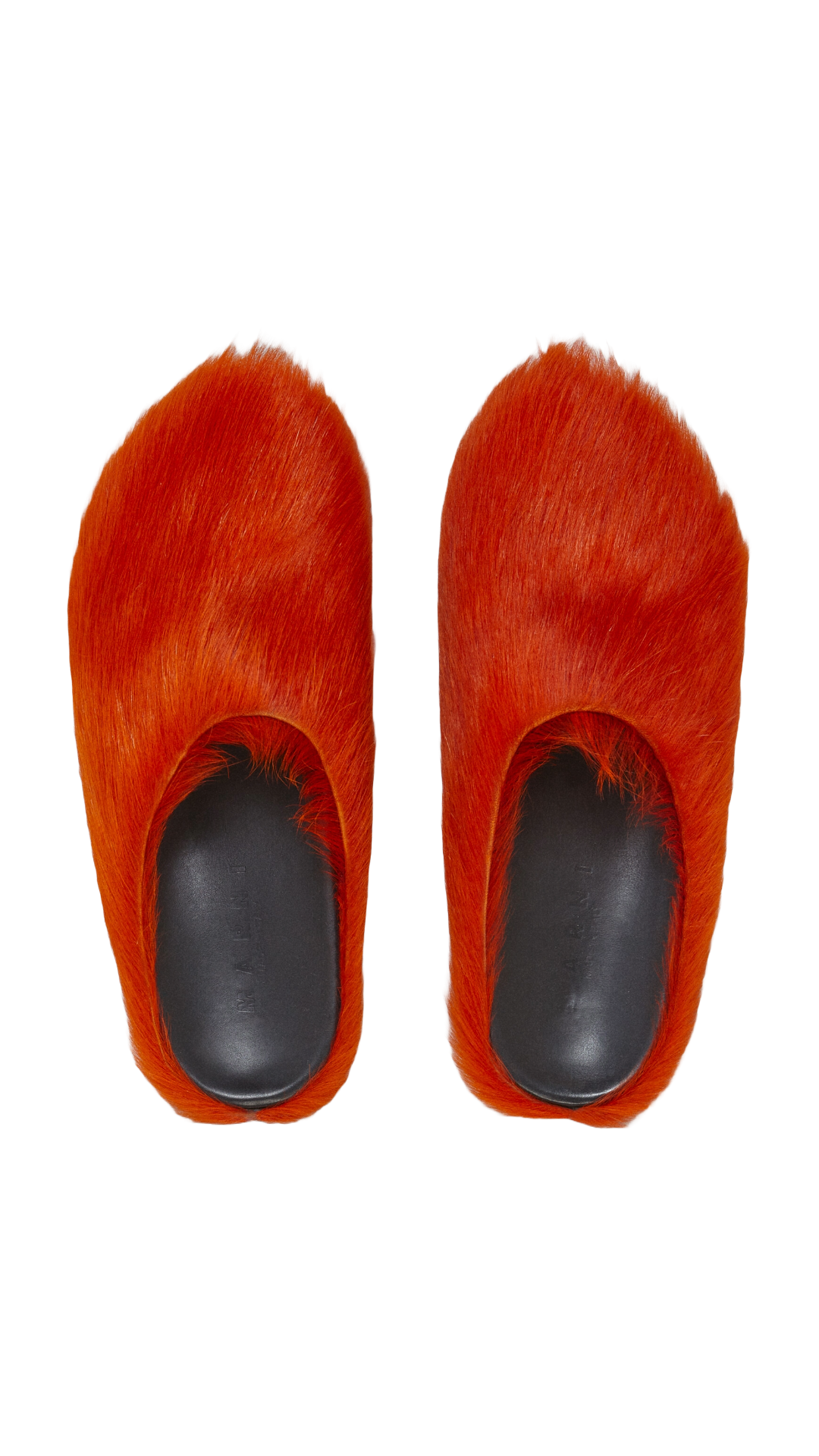 MARNI ORANGE LONG HAIR CALFSKIN FUSSBETT SABOT