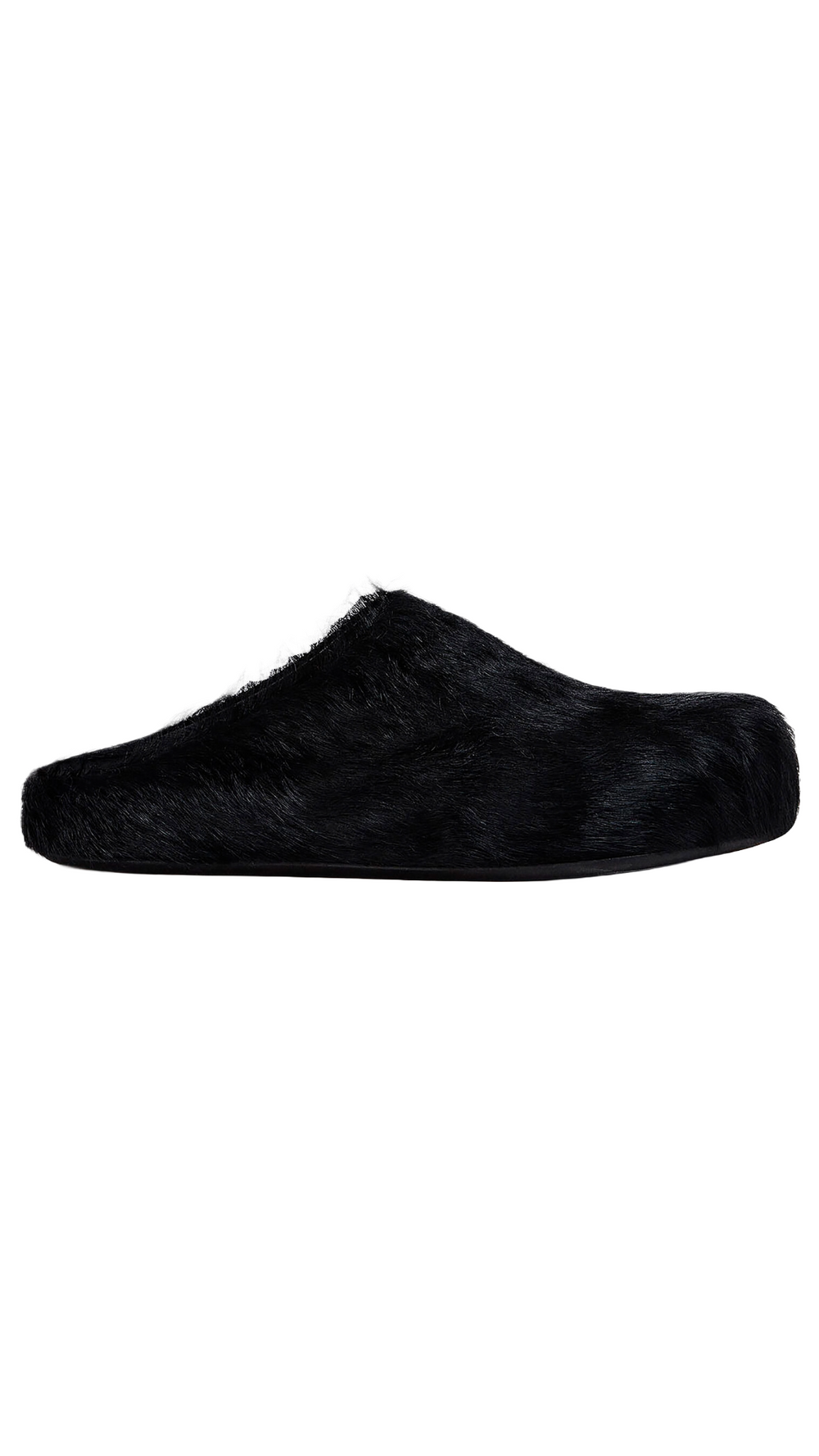 MARNI BLACK LONG HAIRCALFSKIN FUSSBETT SABOT