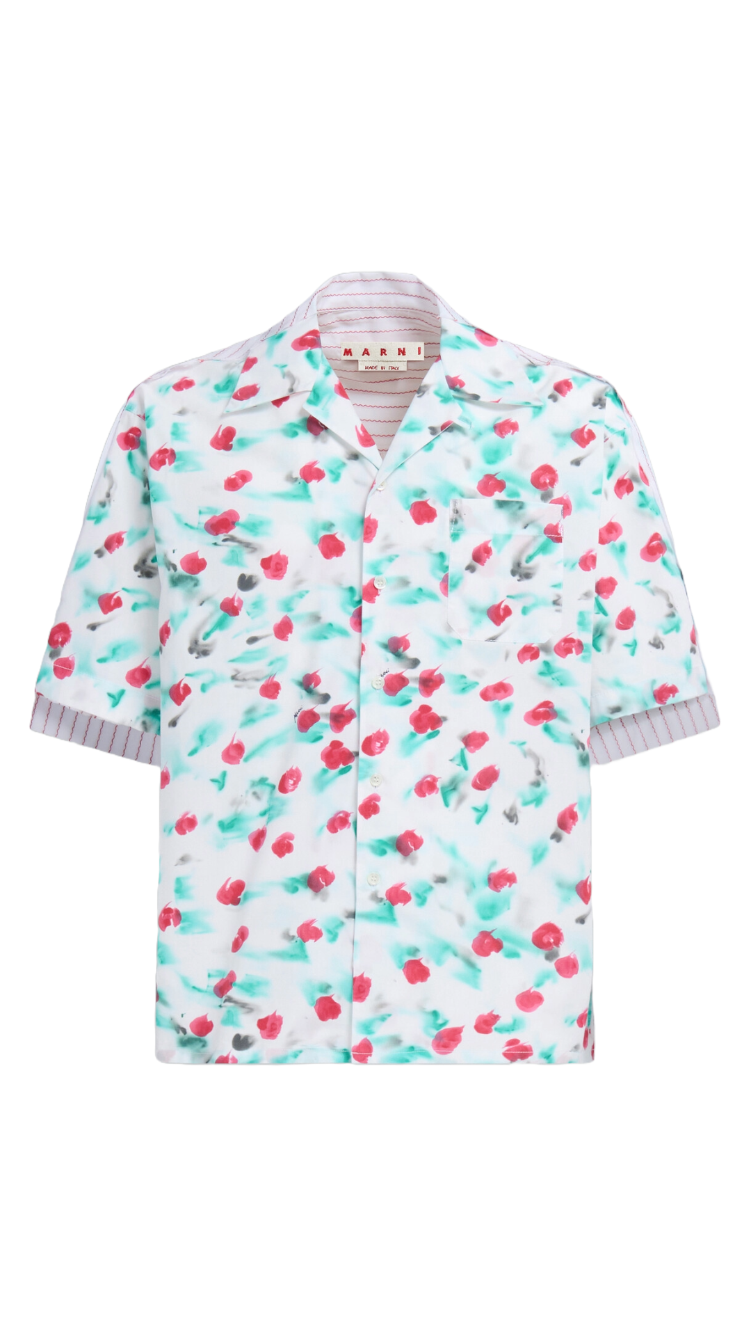 MARNI WHITE POPLIN BOWLING SHIRT WITH CONTRAST BACK