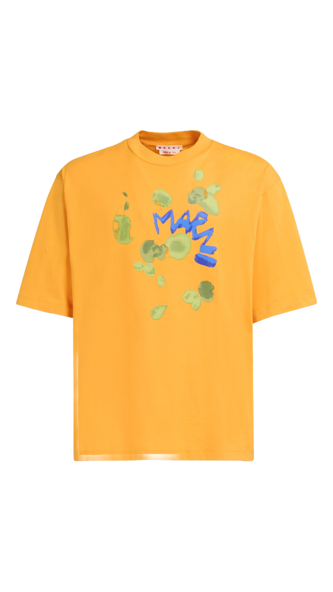 MARNI ORANGE BIO COTTON T-SHIRT WITH MARNI DRIPPING PRINT