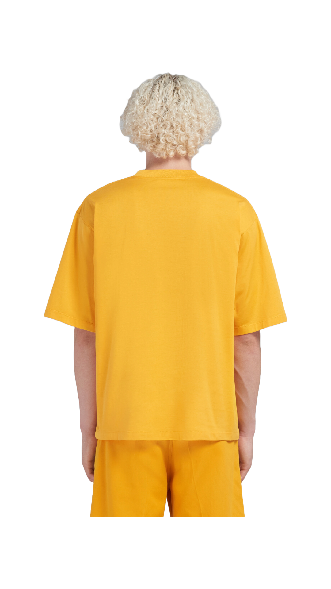 MARNI ORANGE BIO COTTON T-SHIRT WITH MARNI DRIPPING PRINT