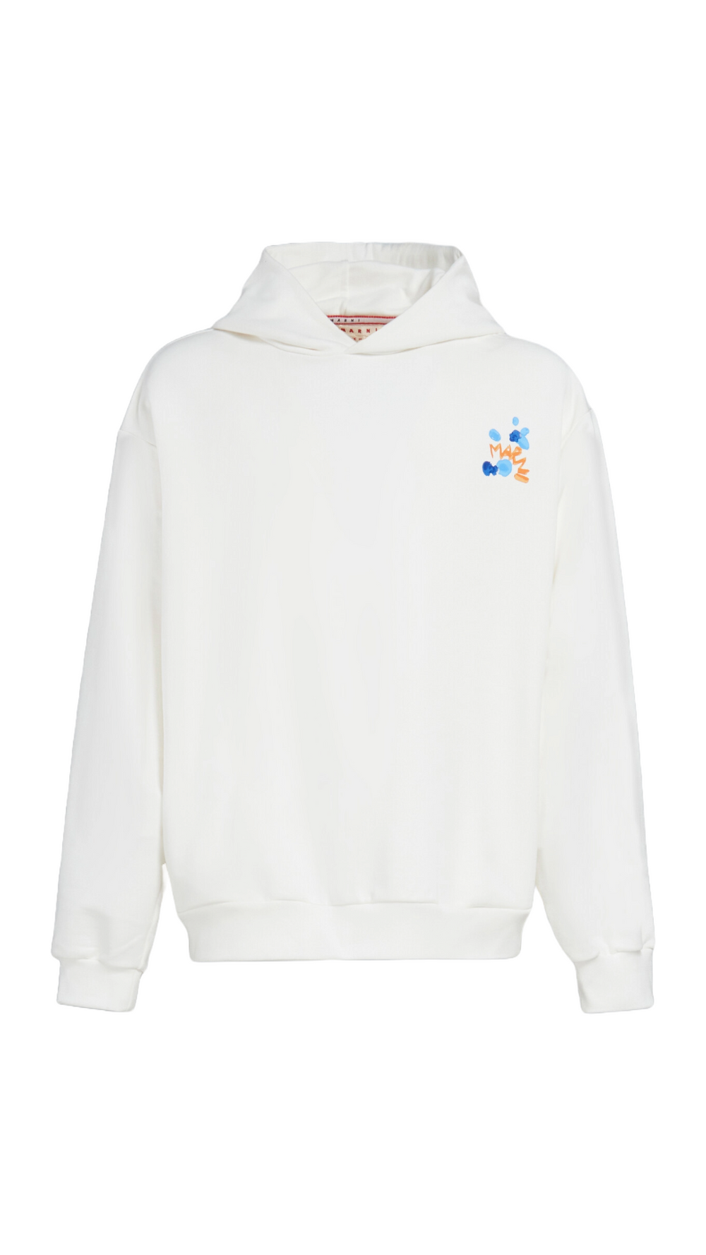 MARNI WHITE BIO COTTON HOODIE WITH MARNI DRIPPING PRINT