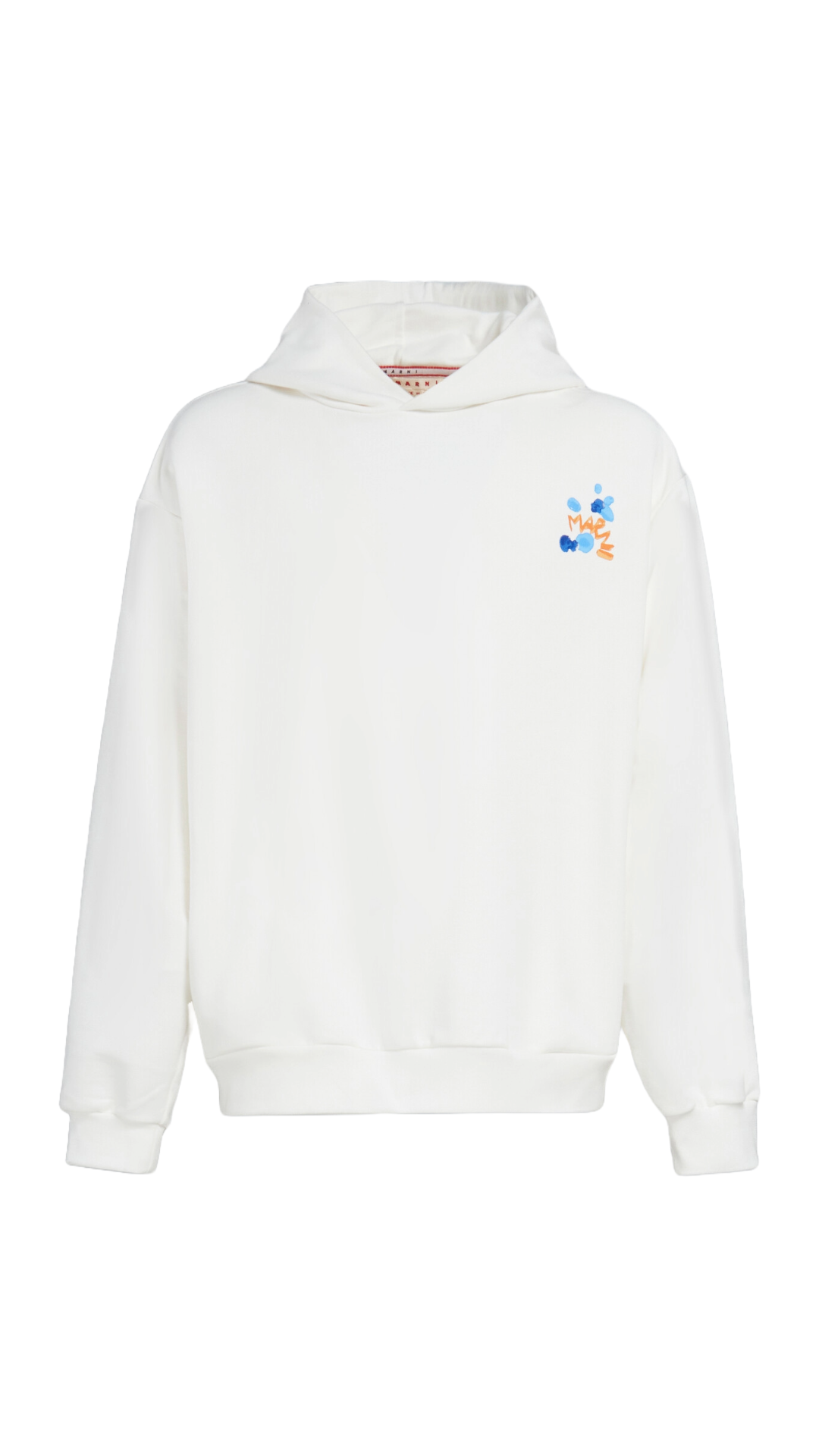 MARNI WHITE BIO COTTON HOODIE WITH MARNI DRIPPING PRINT