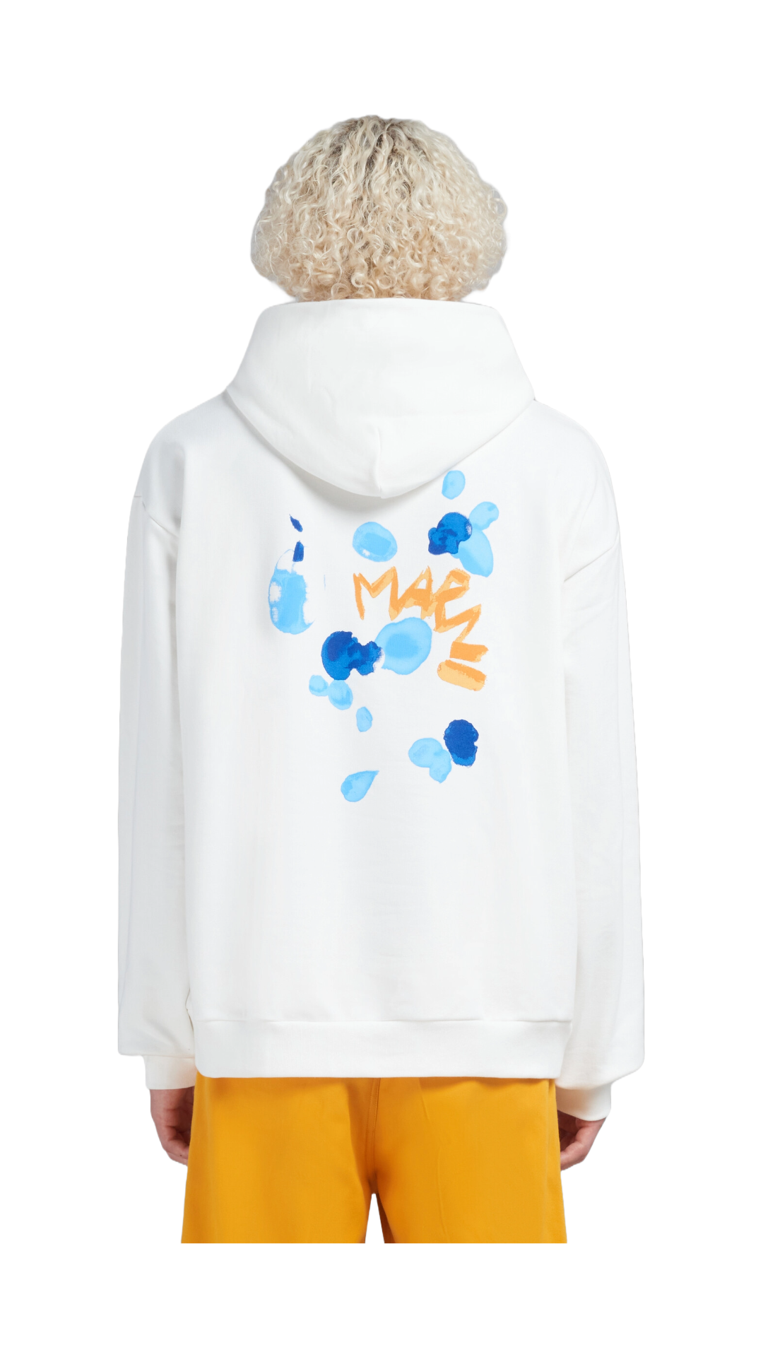 MARNI WHITE BIO COTTON HOODIE WITH MARNI DRIPPING PRINT