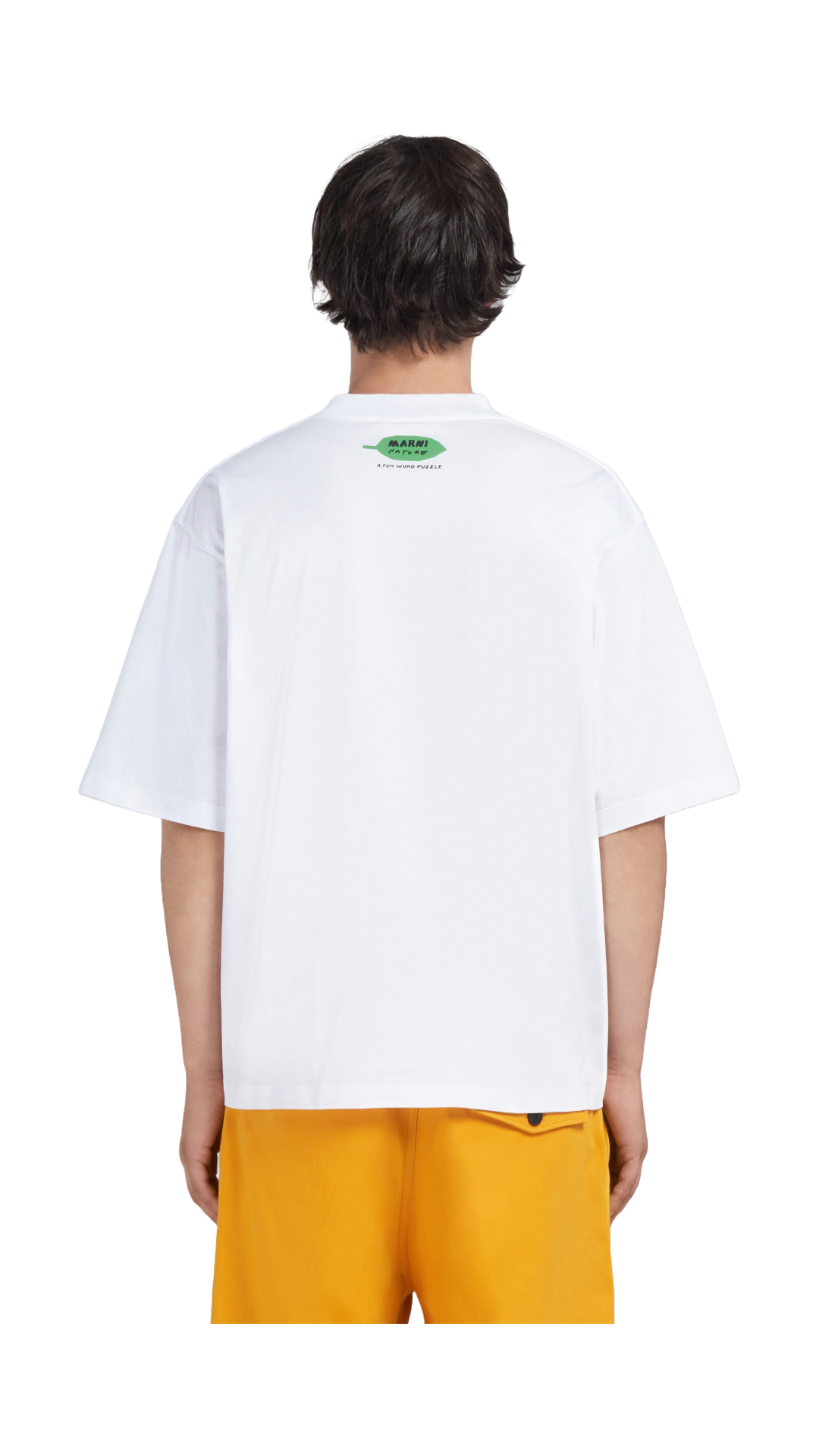 MARNI WHITE BIO COTTON T-SHIRT WITH WORDSEARCH FLOWER PRINT