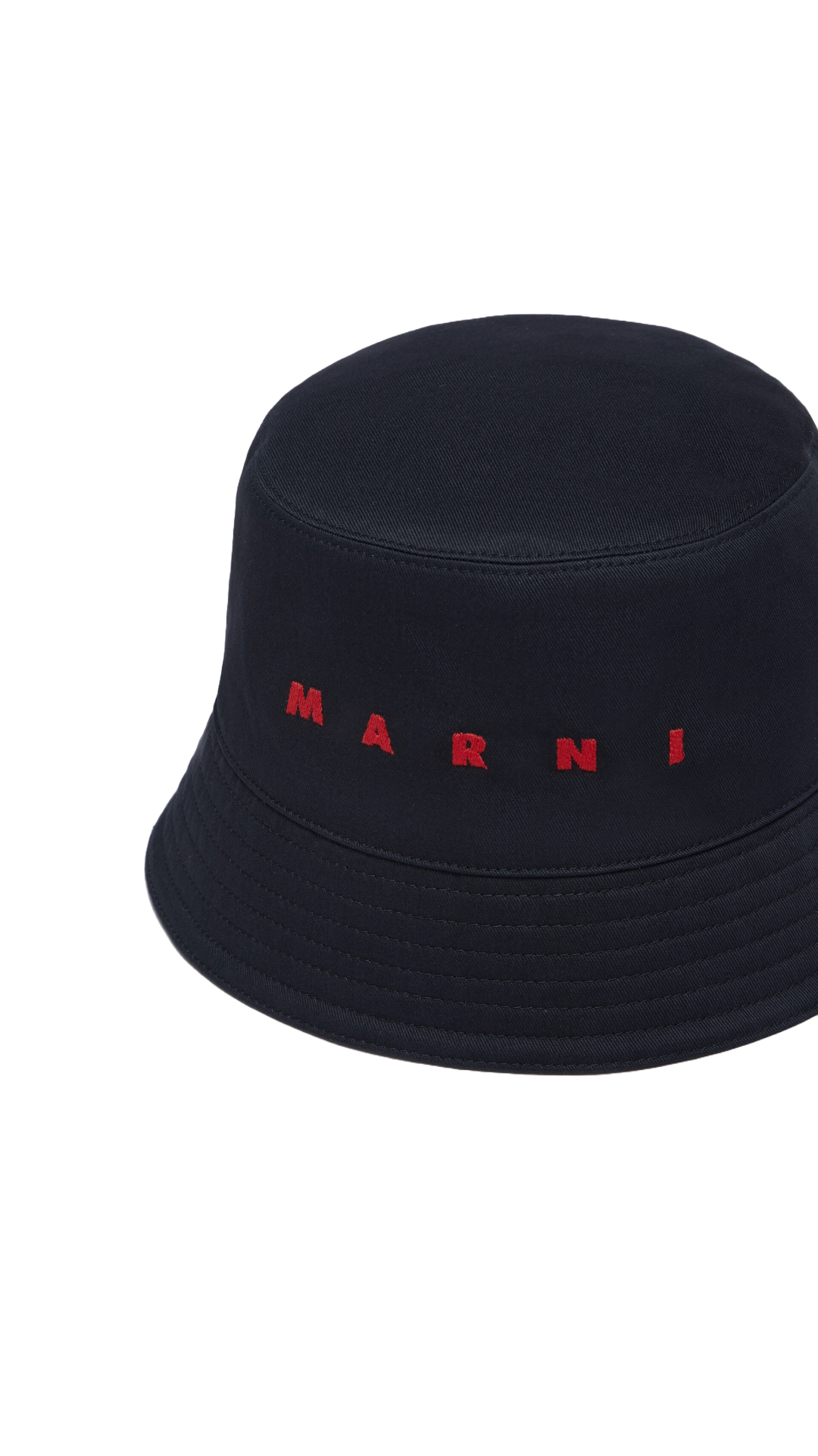 MARNI BLACK BIO GABARDINE BUCKET HAT WITH EMBROIDERED LOGO