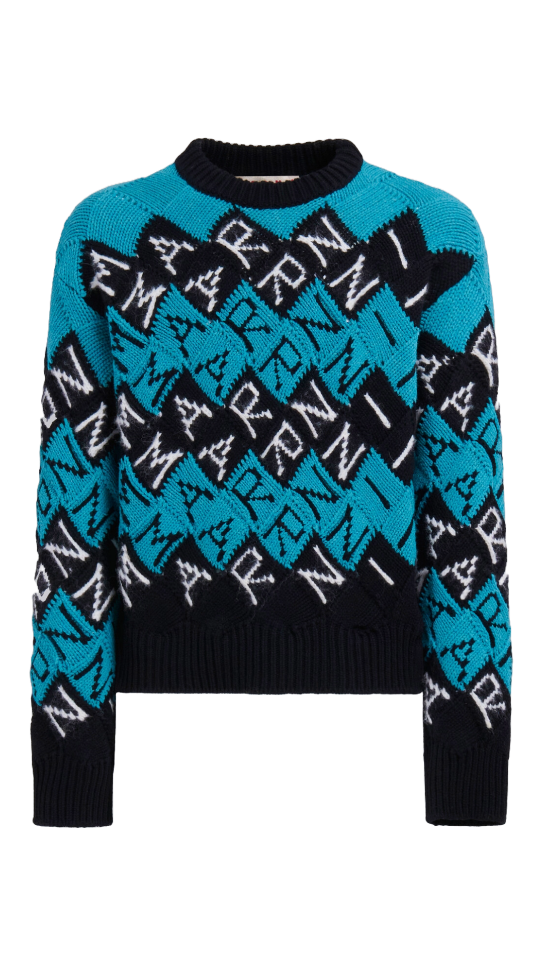 MARNI BLUE AND BLACK WOOL MARNI BLOCK JUMPER