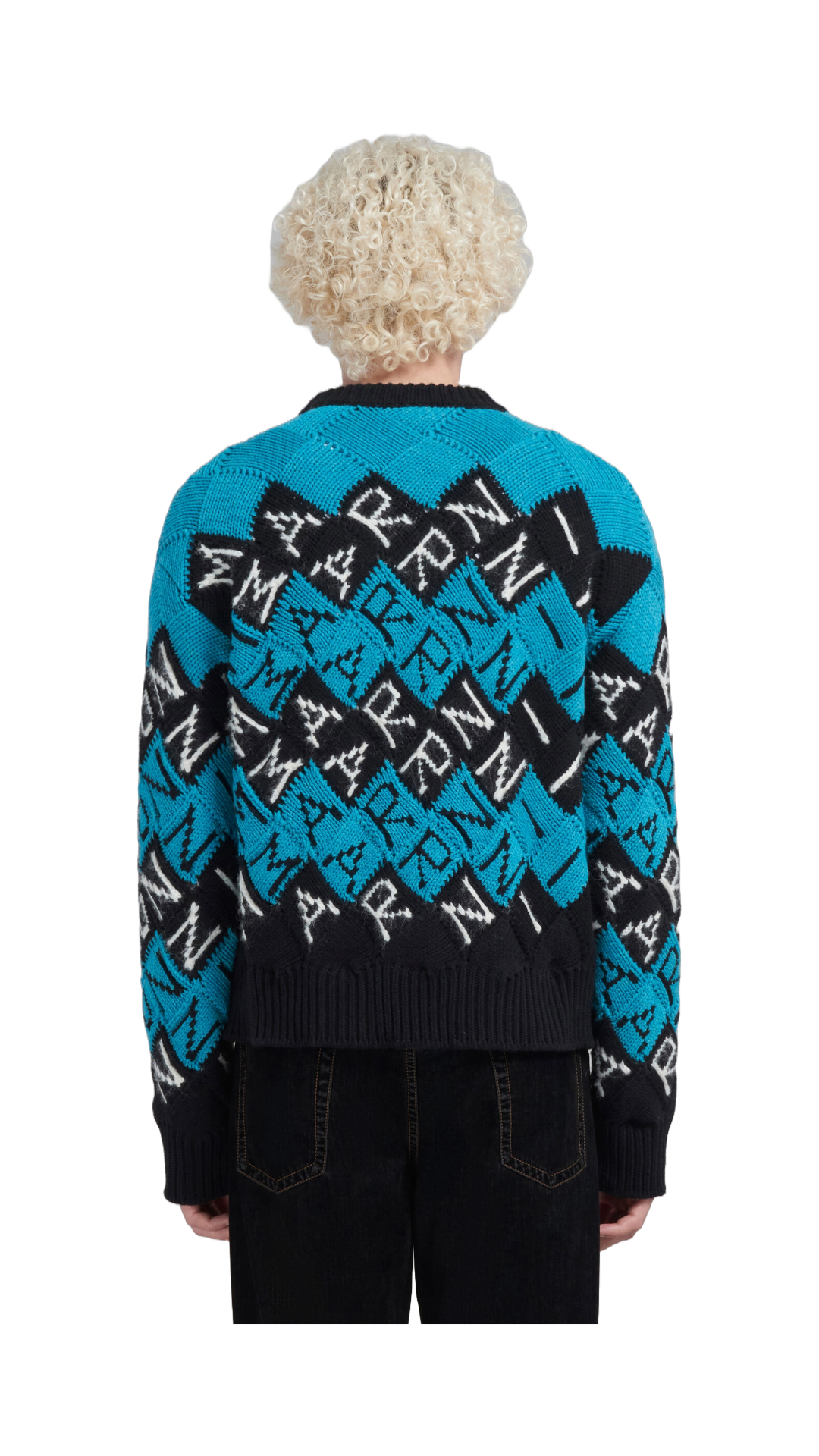 MARNI BLUE AND BLACK WOOL MARNI BLOCK JUMPER