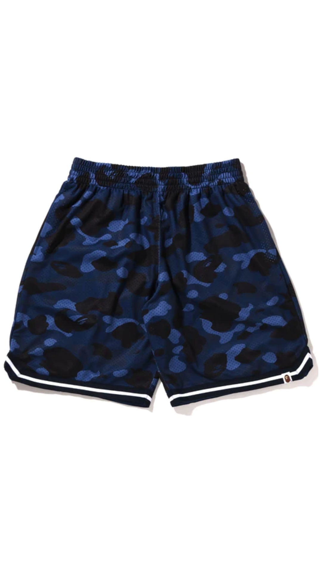 BAPE NAVY CAMO WIDE FIT BASKETBALL SHORTS MENS