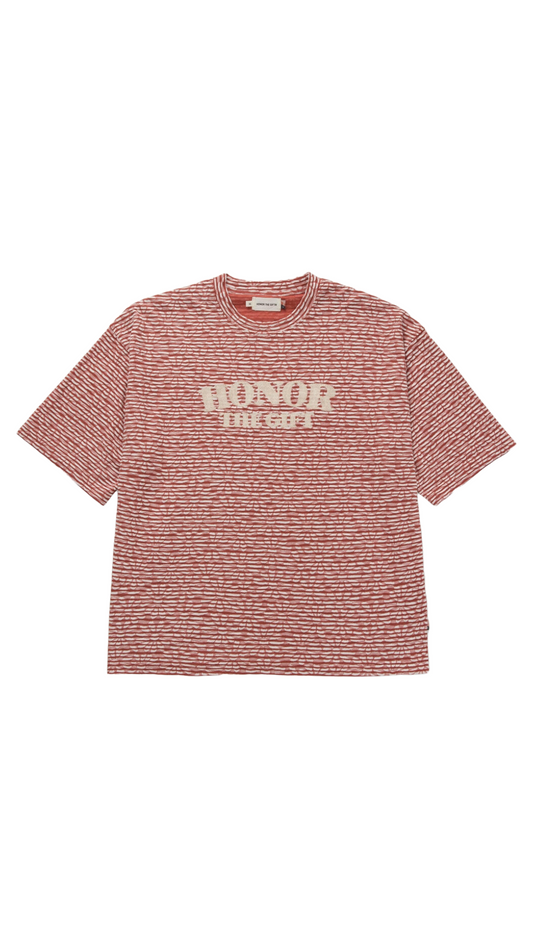 HTG STRIPE BOX TEE (BRICK)