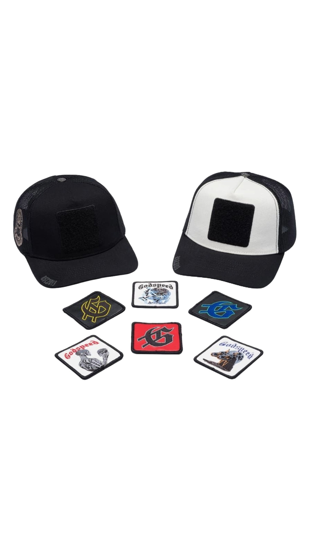 GODSPEED MOOD TRUCKER HAT BLK/WHT (INTERCHANGEABLE PARTS)