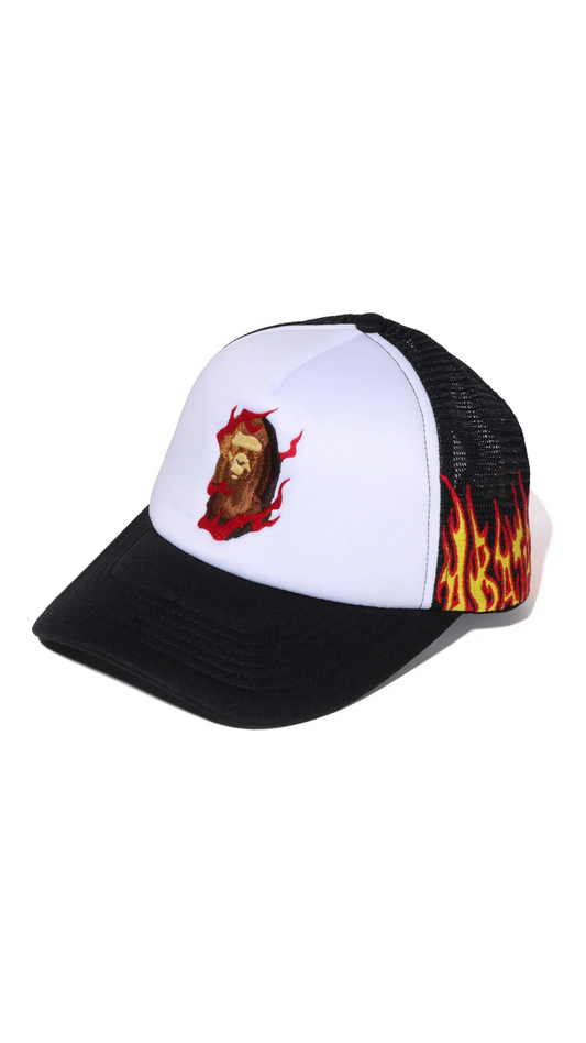 BAPE FIRE LOGO TRUCKER CAP