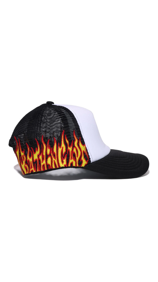 BAPE FIRE LOGO TRUCKER CAP