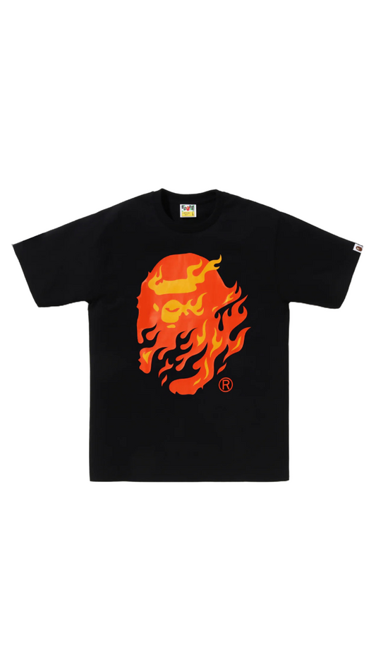 BAPE FLAME APE HEAD TEE (BLACK)