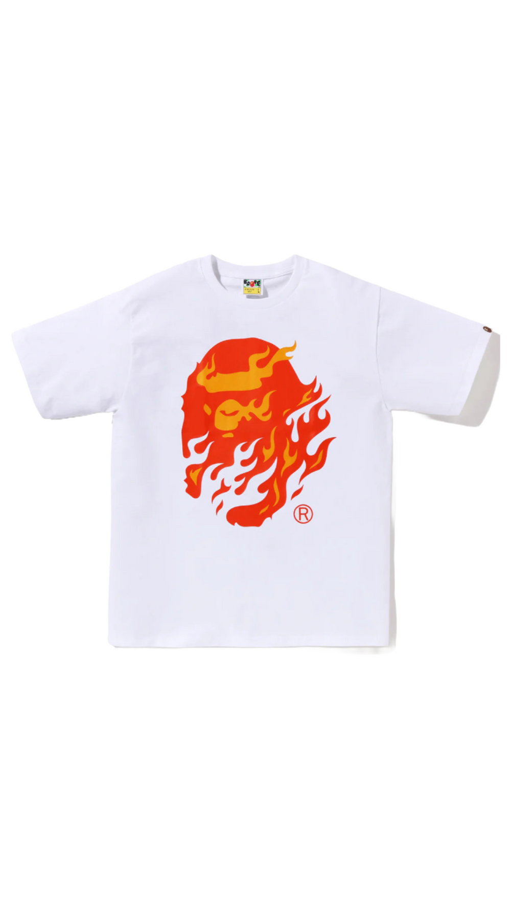 BAPE FLAME APE HEAD TEE (WHT)