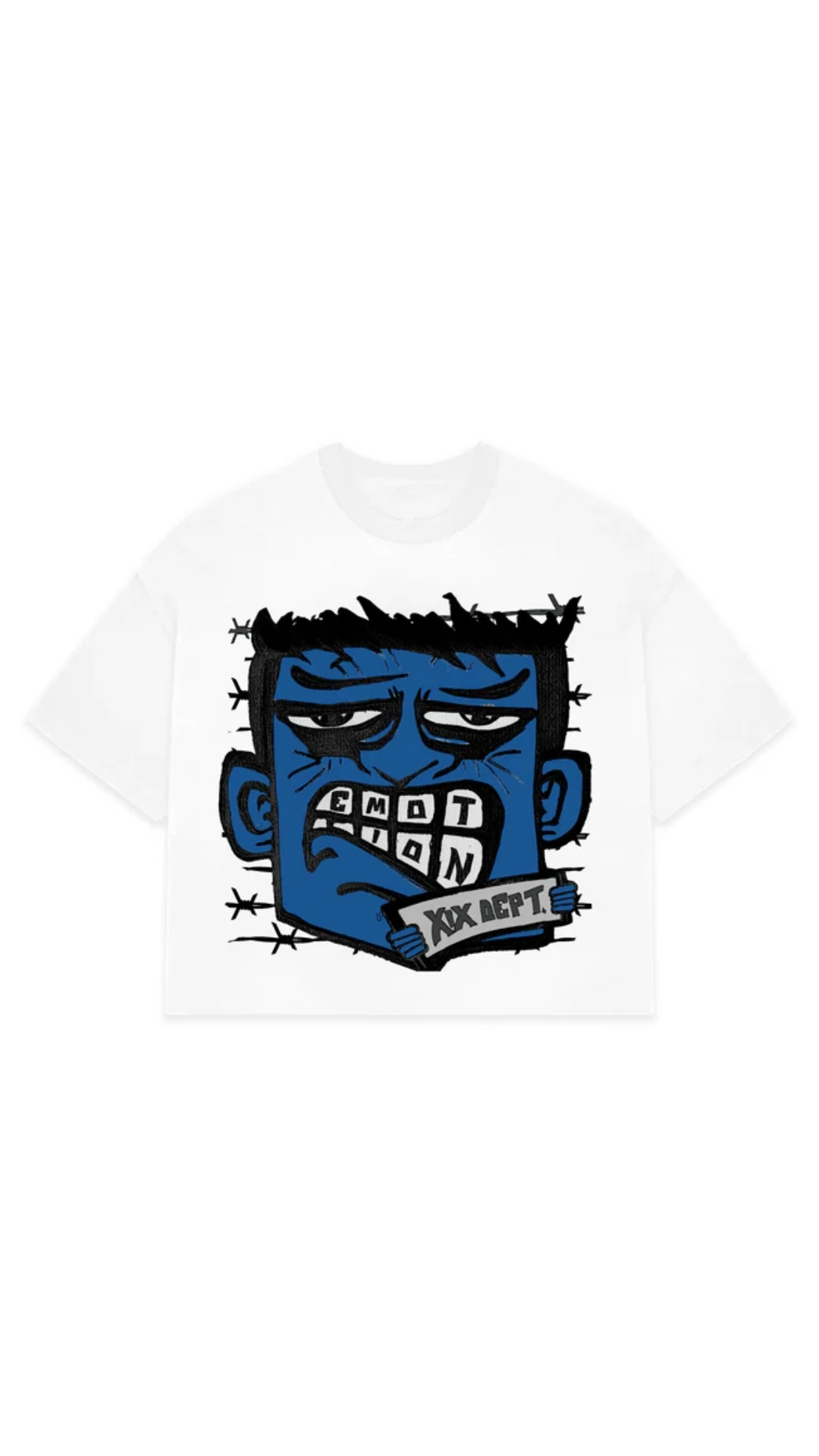 BLUE "MONSTER" CROPPED TEE