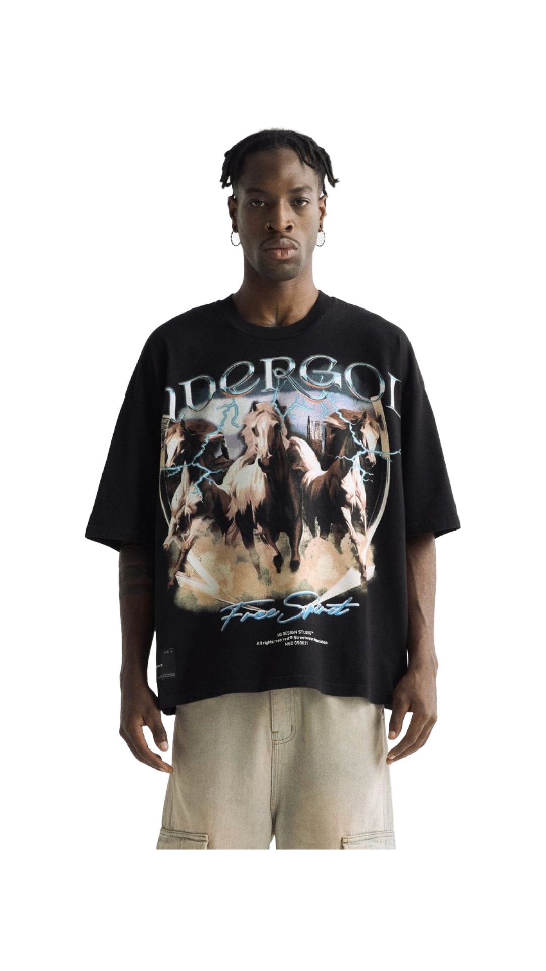 Undergold Rodeo Thunder Horses Boxy Tshirt Black