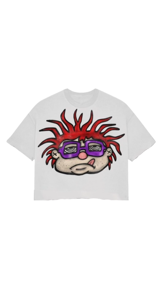 CHUCKIE BIG HEAD WHITE CROP TEE