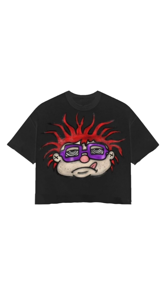 CHUCKIE BIG HEAD BLACK CROP TEE