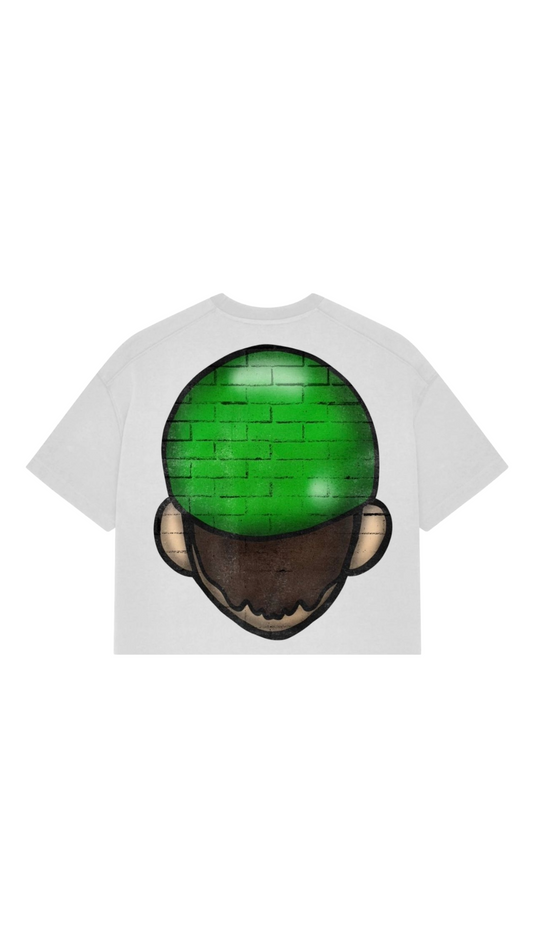 LUIGI BIG HEAD WHITE CROP TEE