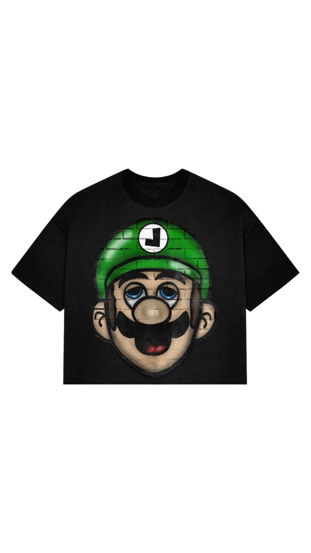 LUIGI BIG HEAD BLACK CROP TEE