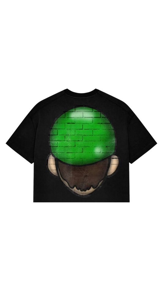 LUIGI BIG HEAD BLACK CROP TEE