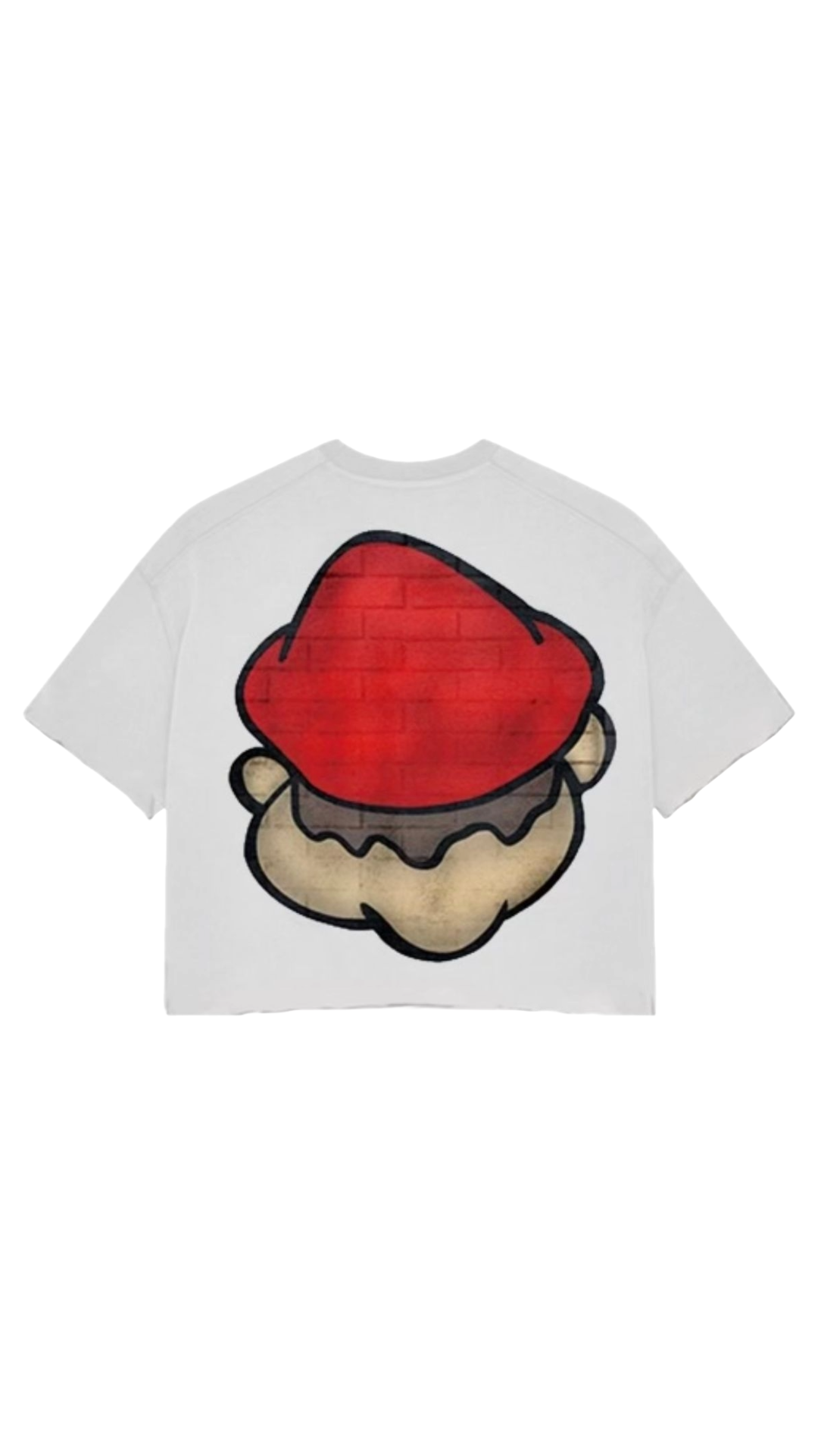 MARIO BIG HEAD WHITE CROP TEE