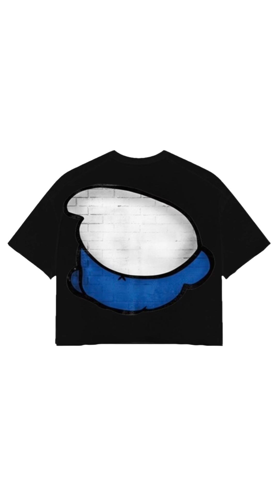 SMURF BIG HEAD BLACK CROP TEE